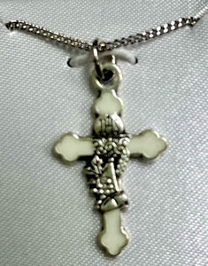 Cross Necklace~White Enamel 1st Communion