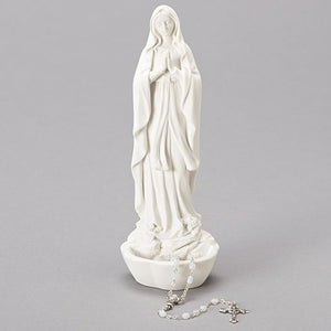 White "Our Lady of Lourdes" Rosary Holder