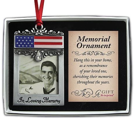 Memorial Ornament - American Flag - In Loving Memory - Picture Frame