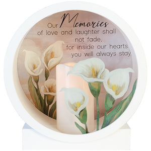 Shadow Box Lantern - "...In our hearts you will always stay" - Candle - Cala Lily Accents