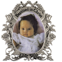 Load image into Gallery viewer, Picture Frame - &quot;Baptized in Christ&quot; - Pewter Oval - 2&quot; X 2.5&quot; Photo