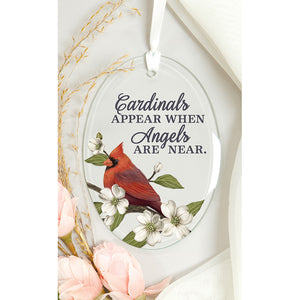 Ornament - Glass Oval - "Cardinals appear when angels are near."