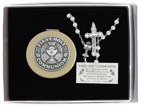 Rosary & Keepsake Box ~ First Communion (2 colors available)