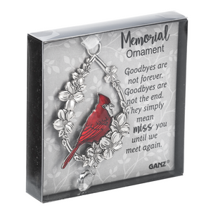 Memorial Ornament - Cardinal - Metal with Crystal - (Multiple verses available)