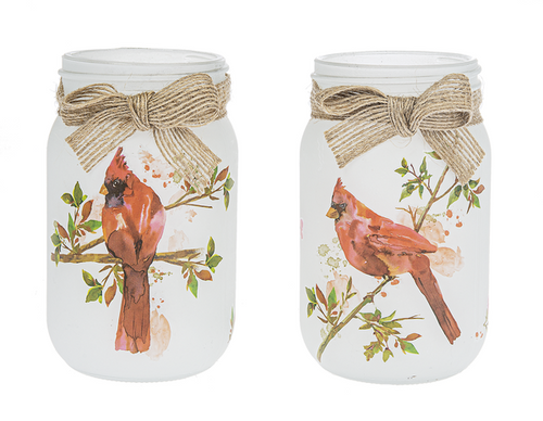 Cardinal Glass Jars with Light