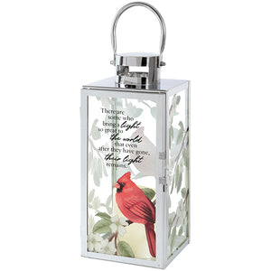 Lantern with Cardinal - Chrome - "...even after they have gone, their light remains"