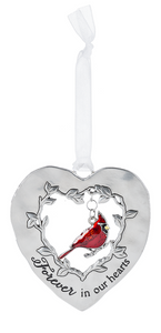 Ornament~Cardinal Heart Shaped Asst Verses