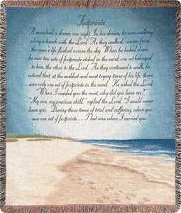 Throw/Tapestry - Footprints in the Sand - 100% Cotton - 50" X 60"