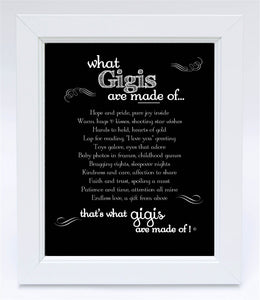 Framed " What Gigi's are Made Of"
