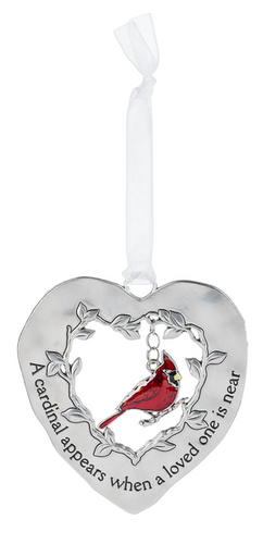 Ornament - Heart Shaped - Cardinal (multiple versus available)