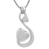 Keepsake Urn Pendant - Heart Swan