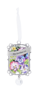 Ornament~Pansy "May God Bless You"