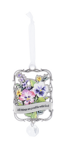 Ornament~Pansy "With God all things..."