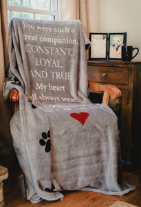 Memorial Pet Blanket - "Pawprints left by you" - Polyester - 50" X 60"
