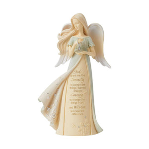 Angel Figurine - Serenity Prayer - Stone/Resin with Crystal Accents - 7.76" H